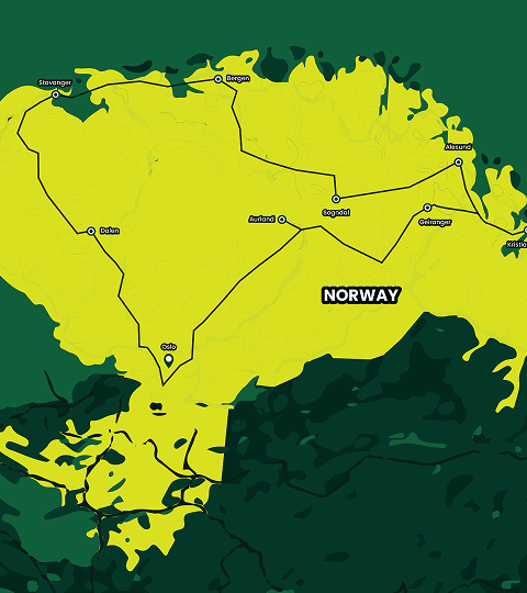 Norway from Copenhagen Route Map